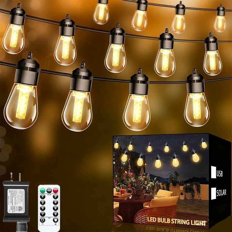 Outdoor String Lights with 20 Shatterproof Patio Deals S14 Vintage Edison Bul...