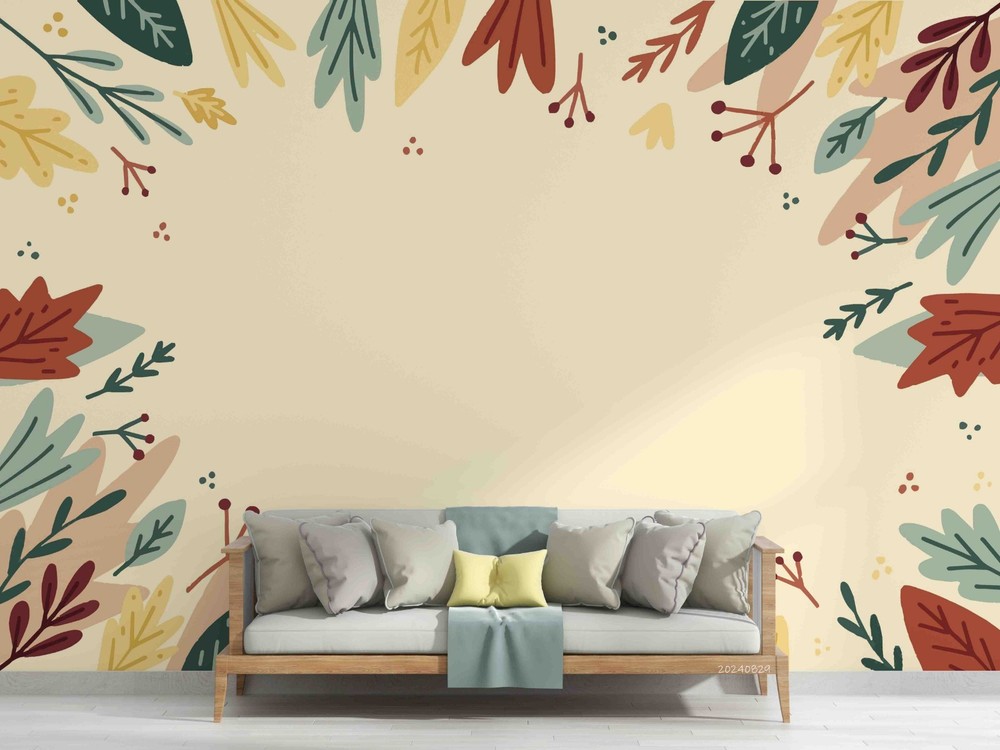 3D Autumn Leaves Watercolor Wall Murals Wallpaper Murals Wall Sticker 7
