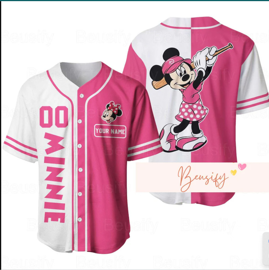 Minnie 3D Baseball Jersey Shirt Mother Day Gift All Over Print Best Price