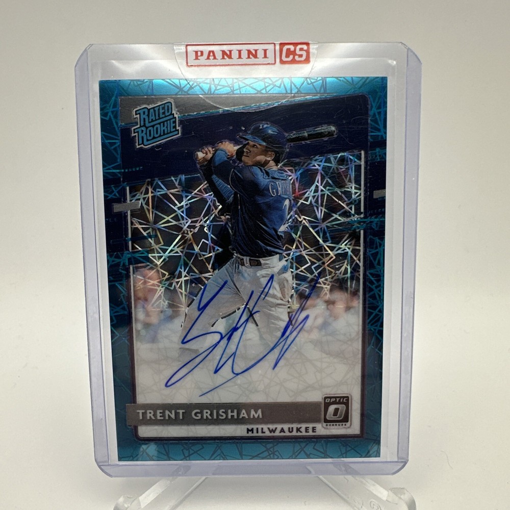 Trent Grisham 2020 Donruss Optic Teal Velocity Prizm Autograph RC 10/35