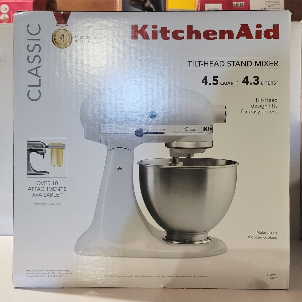 KitchenAid Classic Series K455 4.5 Quart Tilt-Head Stand Mixer - White