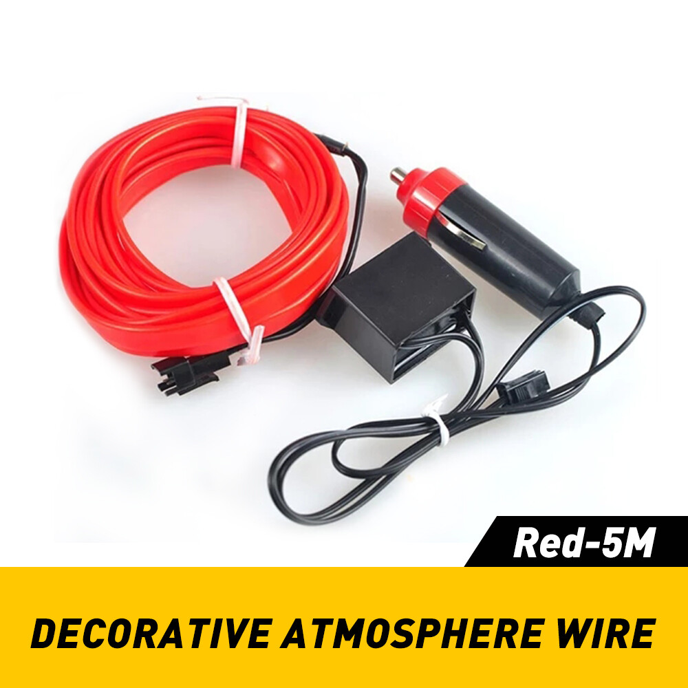 5M Red LED Car Interior Decorative Atmosphere Lamp Strip Wire Light Accessories