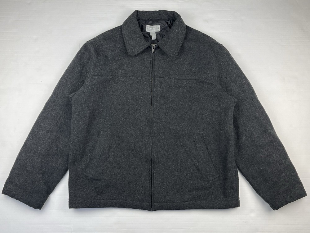 Vintage Old Navy Wool Black Bomber Style Jacket Men’s Medium Full Zip Lined