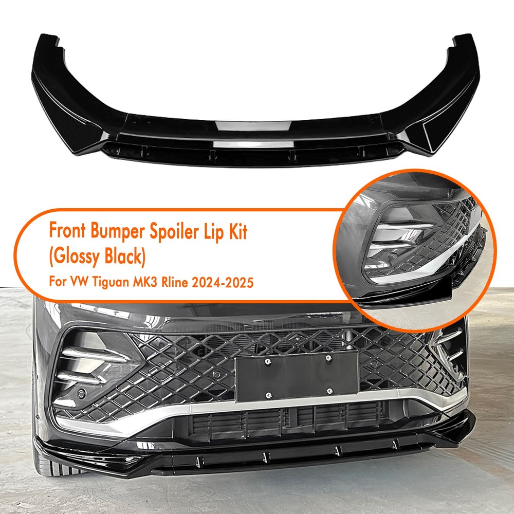 Front Bumper Spoiler Splitter Lip For VW Tiguan MK3 Rline 2024-2025 Gloss Black