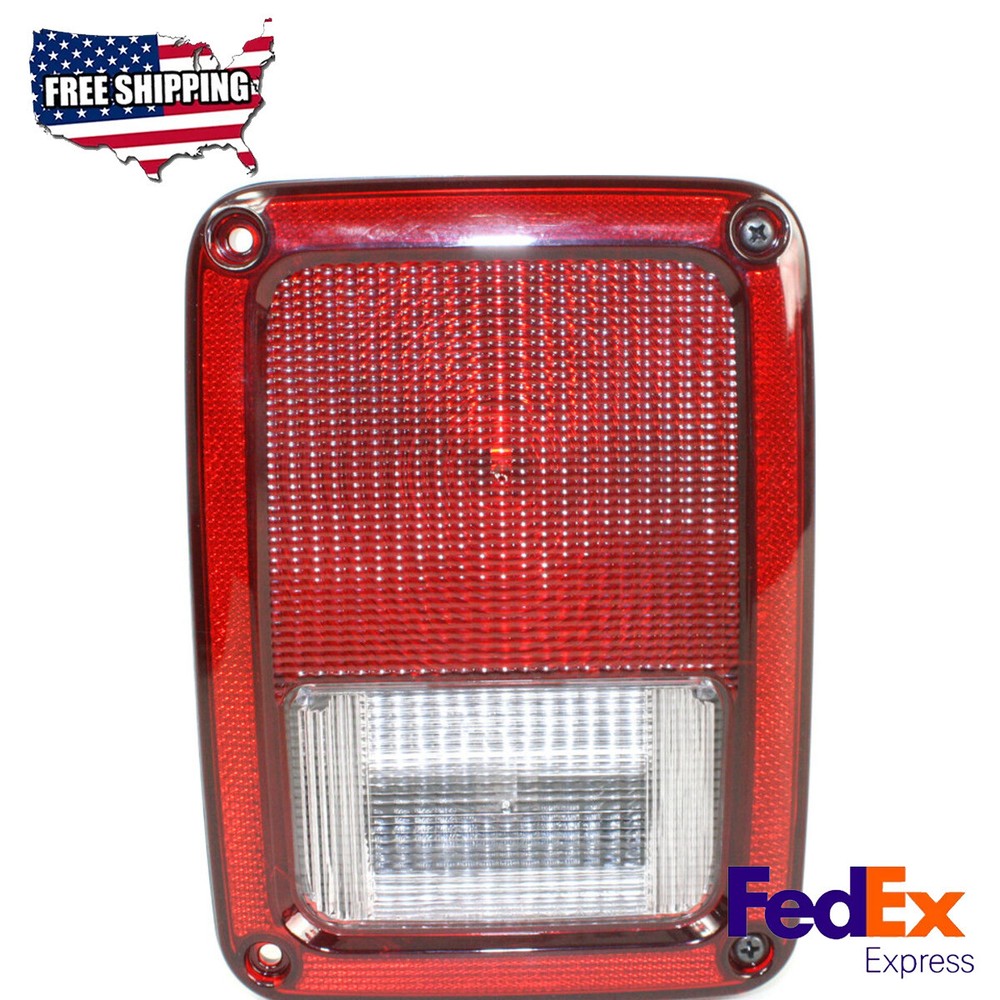 Tail Light Clear & Red Lens Passenger Side Halogen Fits 2007-2018 Jeep Wrangler