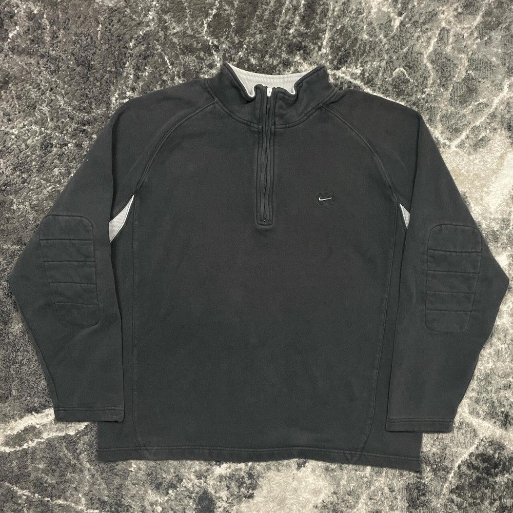 Vintage Nike Sweatshirt Mens XL Black Y2K Zip Fleece Sweater Jacket 2000s Rugby