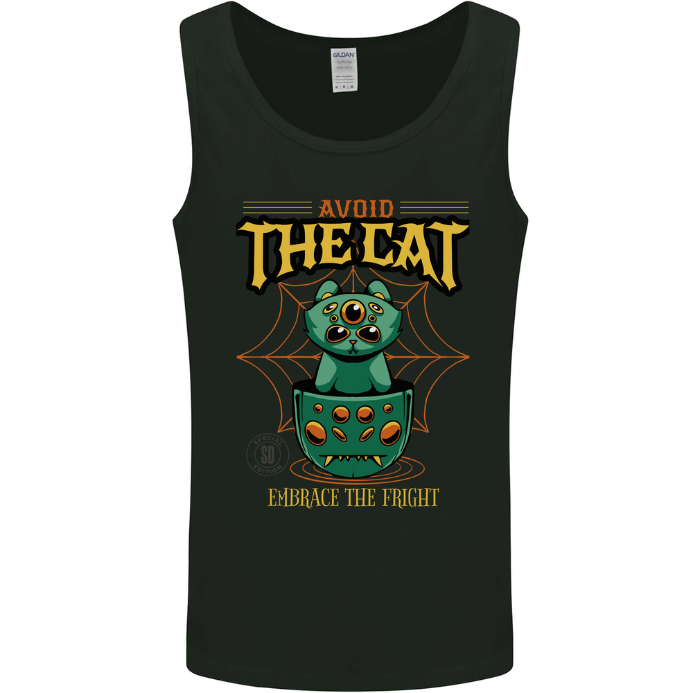 Avoid the Cat Funny Halloween Satanic Demon Mens Vest Tank Top