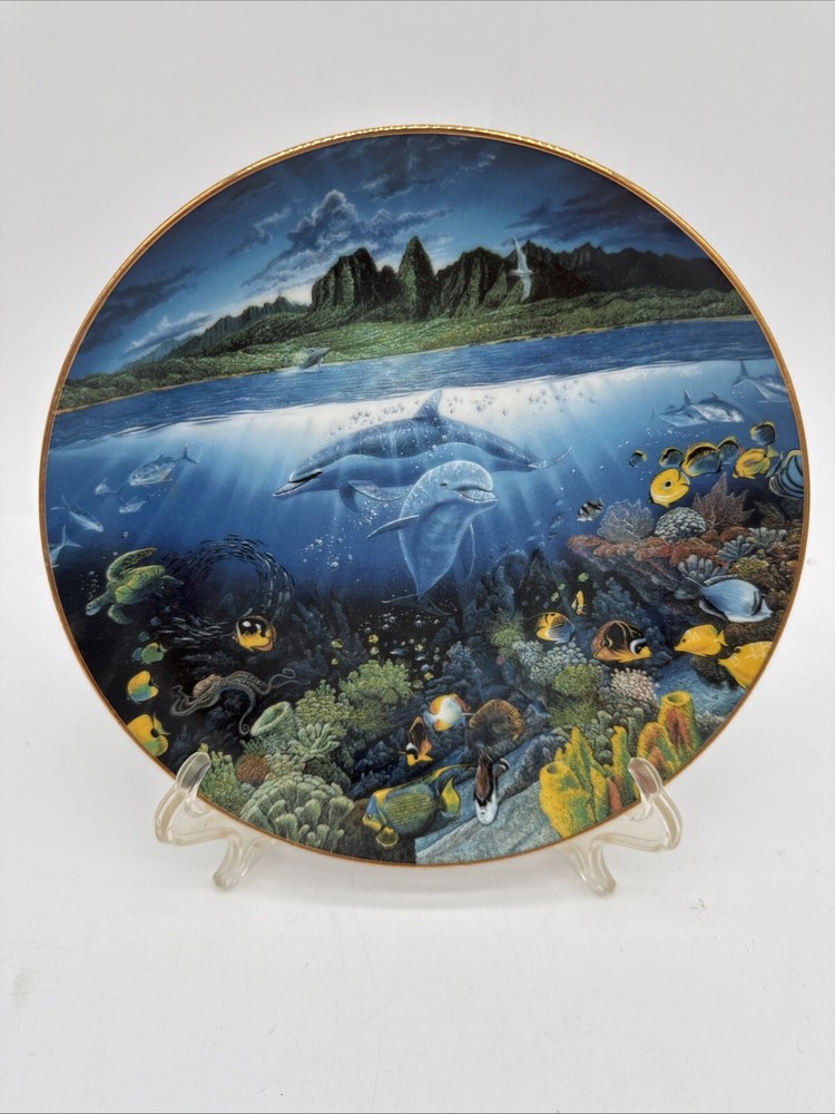 Danbury Mint A Discovery Off Anahola Underwater Paradise Collector Plate&Holder