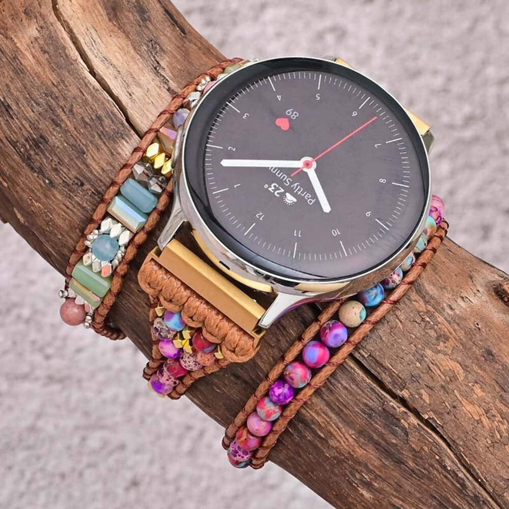 Woven Bohemian Stone Bead Watch Strap for Samsung and Other Compatible Models
