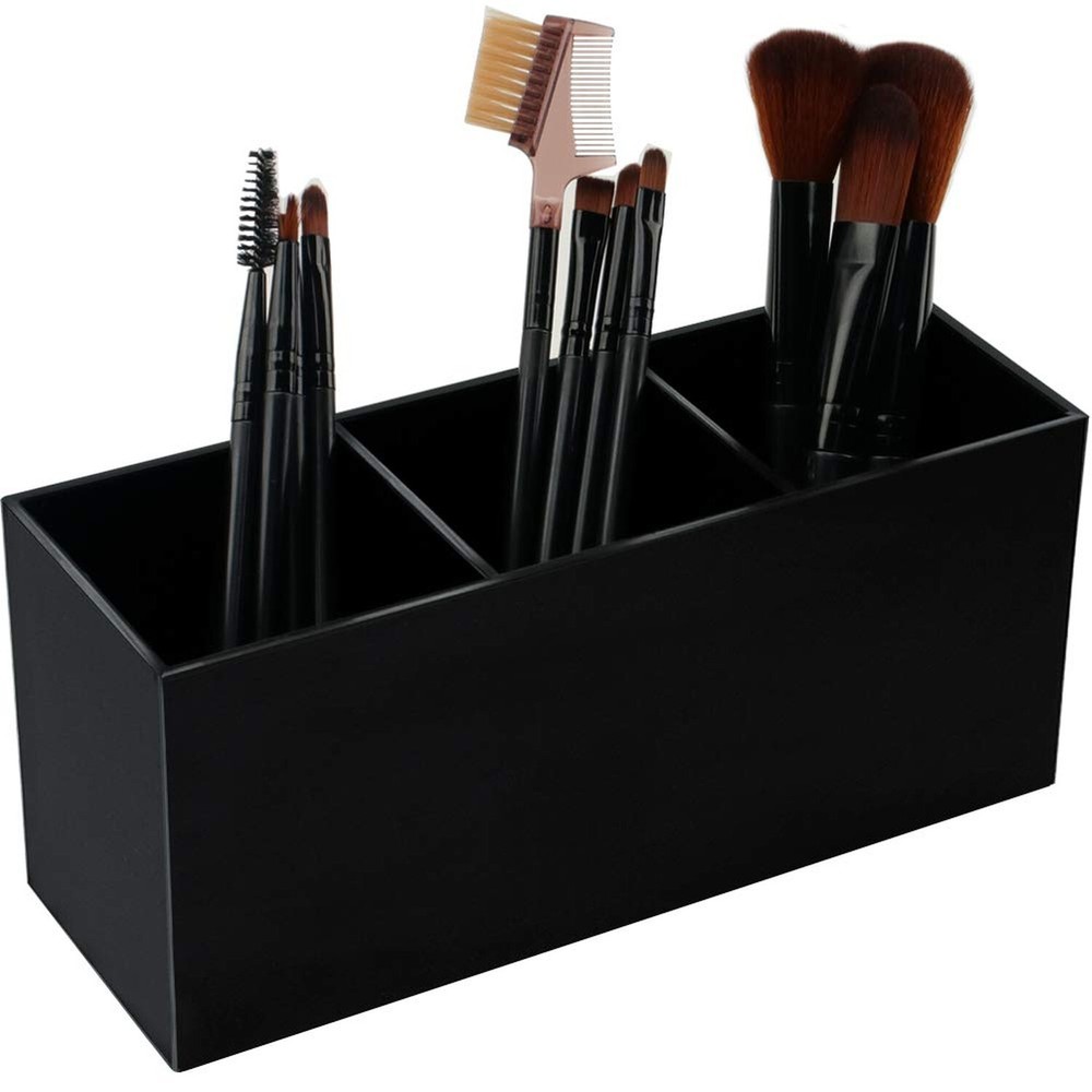 3 Slot Brush Makeup Holder Organizer Cosmetics Storage Brushes Bedroom Decor Kit