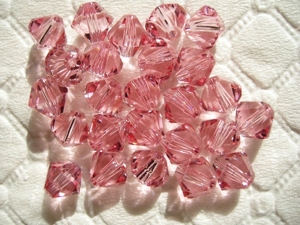 50 pc SWAROVSKI CRYSTAL LIGHT ROSE Loose BEADS 6mm 5328 Bicone PINK, OCTOBER