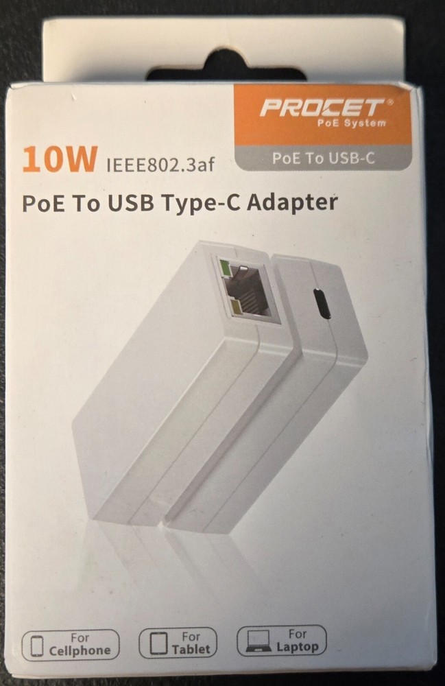 10W IEEE 802.3af PoE to USB-C Adapter by Procet