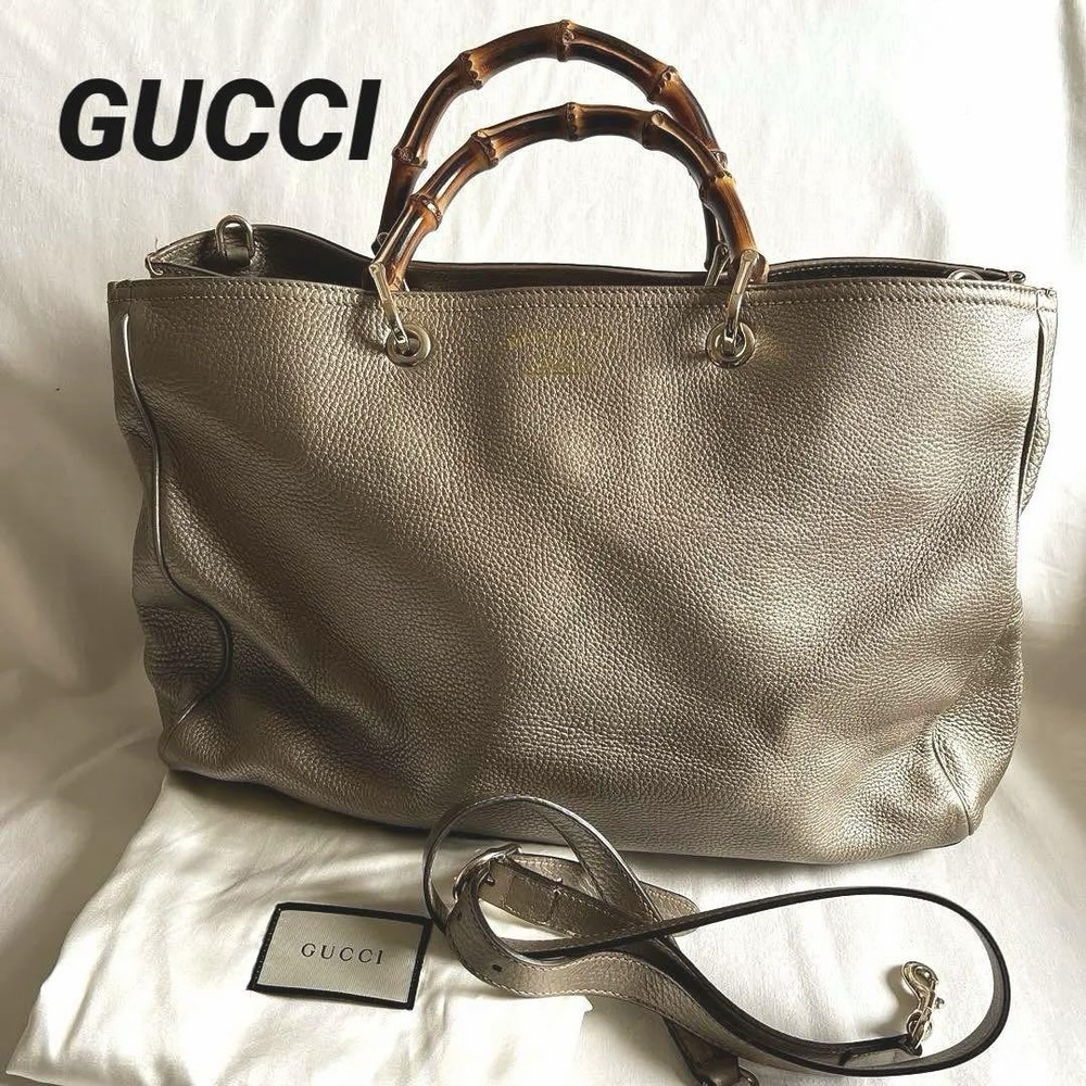 Gucci Bamboo Large Leather Tote Bag Women's Handbag New