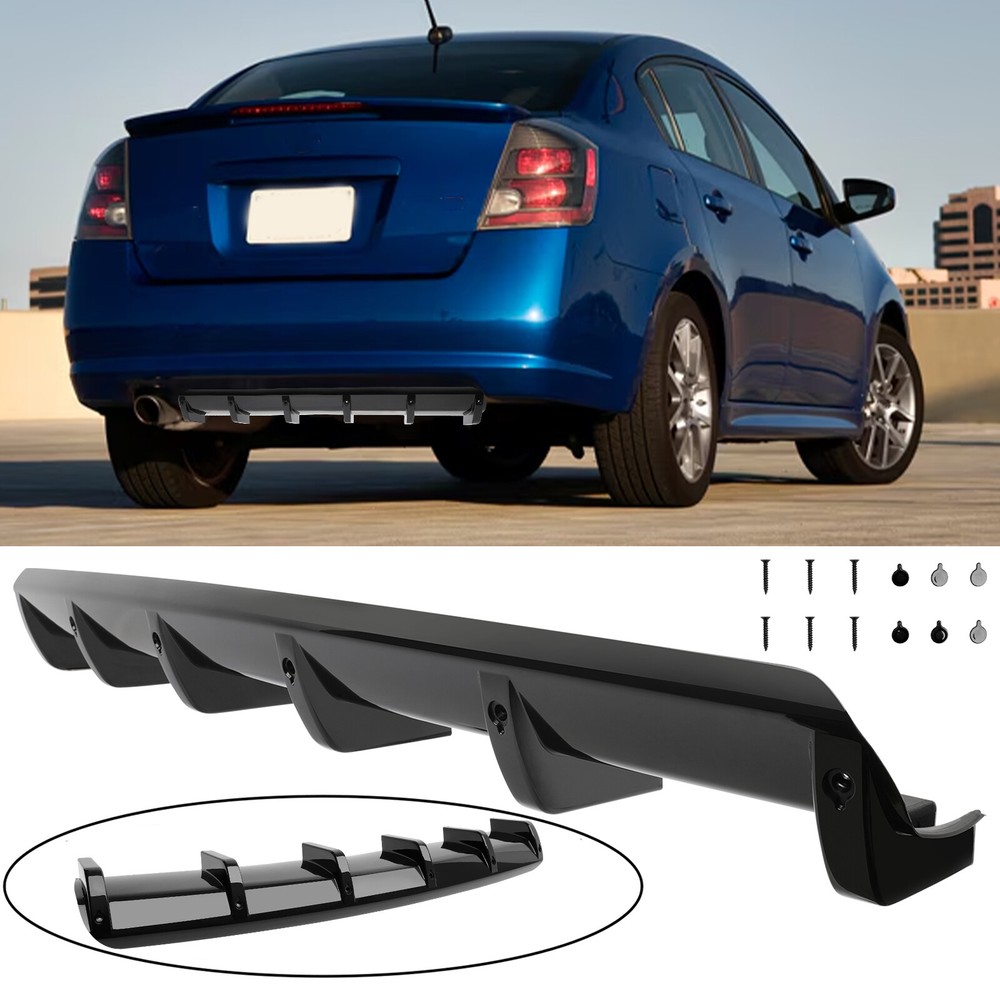For Nissan Sentra Gloss Black Rear Bumper Diffuser Spoiler Splitter Lip Body Kit