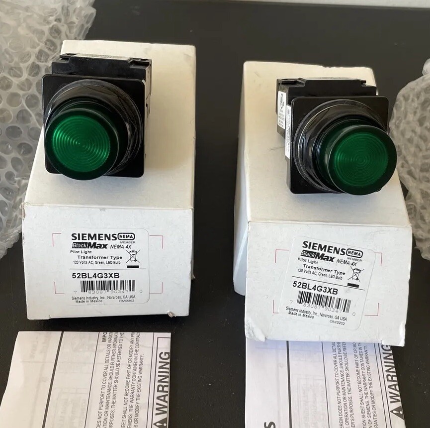 2 Pk-Siemens Green Lamp Pilot LED Light 52BL4G3XB