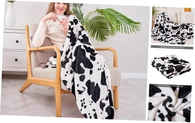 Fleece Blanket Throw Size - 280GSM Throw Blanket (50 X 60 Inches) Cow Print