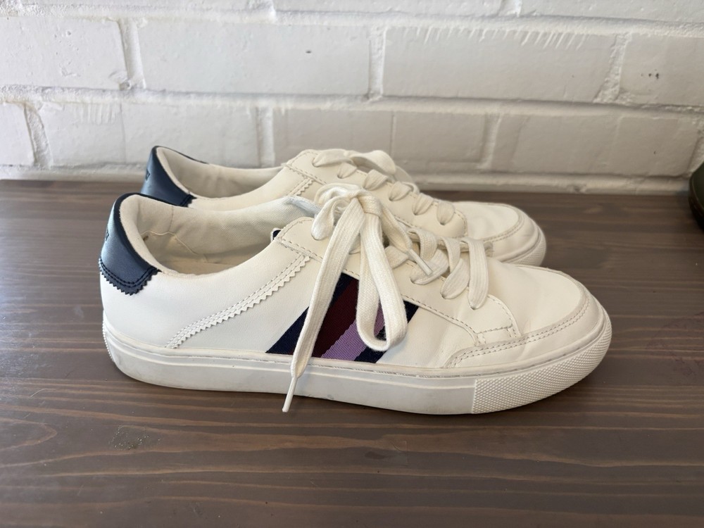 J. Crew Road Trip Sneakers Women’s 8 White Side Stripe Casual Comfort Shoes