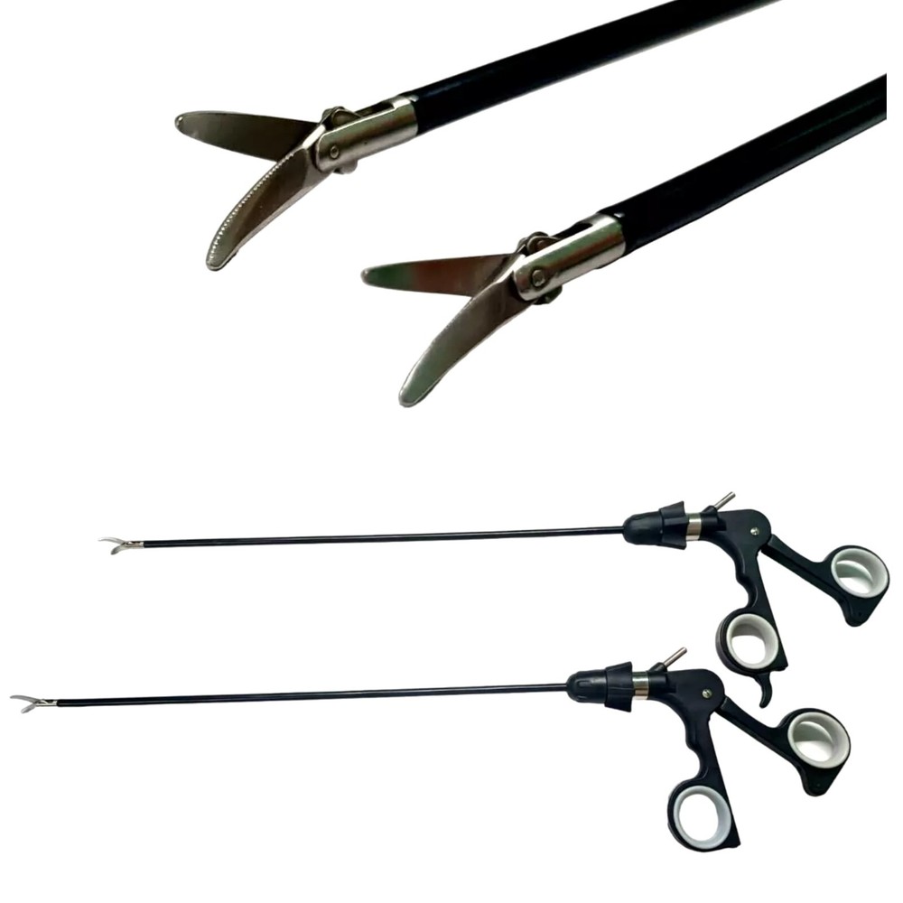 2Pc 5mm Laparoscopic Curved Scissors Set 330mm Reusable Surgical Instruments  