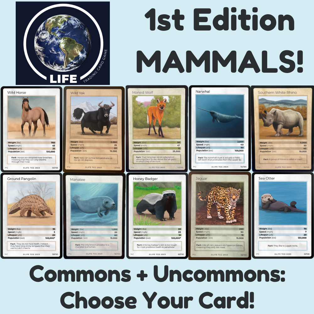 LIFE TCG 1st Edition Mammals - Pick Your Non-Holo Common or Uncommon Card