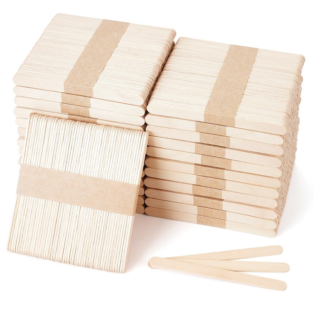 1200 Pieces Wooden Craft Sticks, 4.5 Inch Long Natural Wood Popsicle Ice Crea...