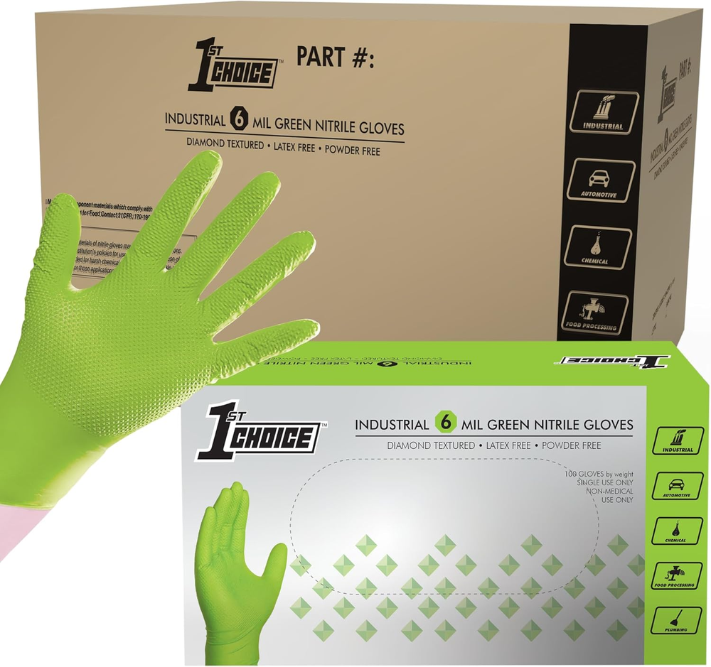 1St Choice Nitrile Gloves, Disposable, Latex Free Mechanic Gloves for Men, Heavy