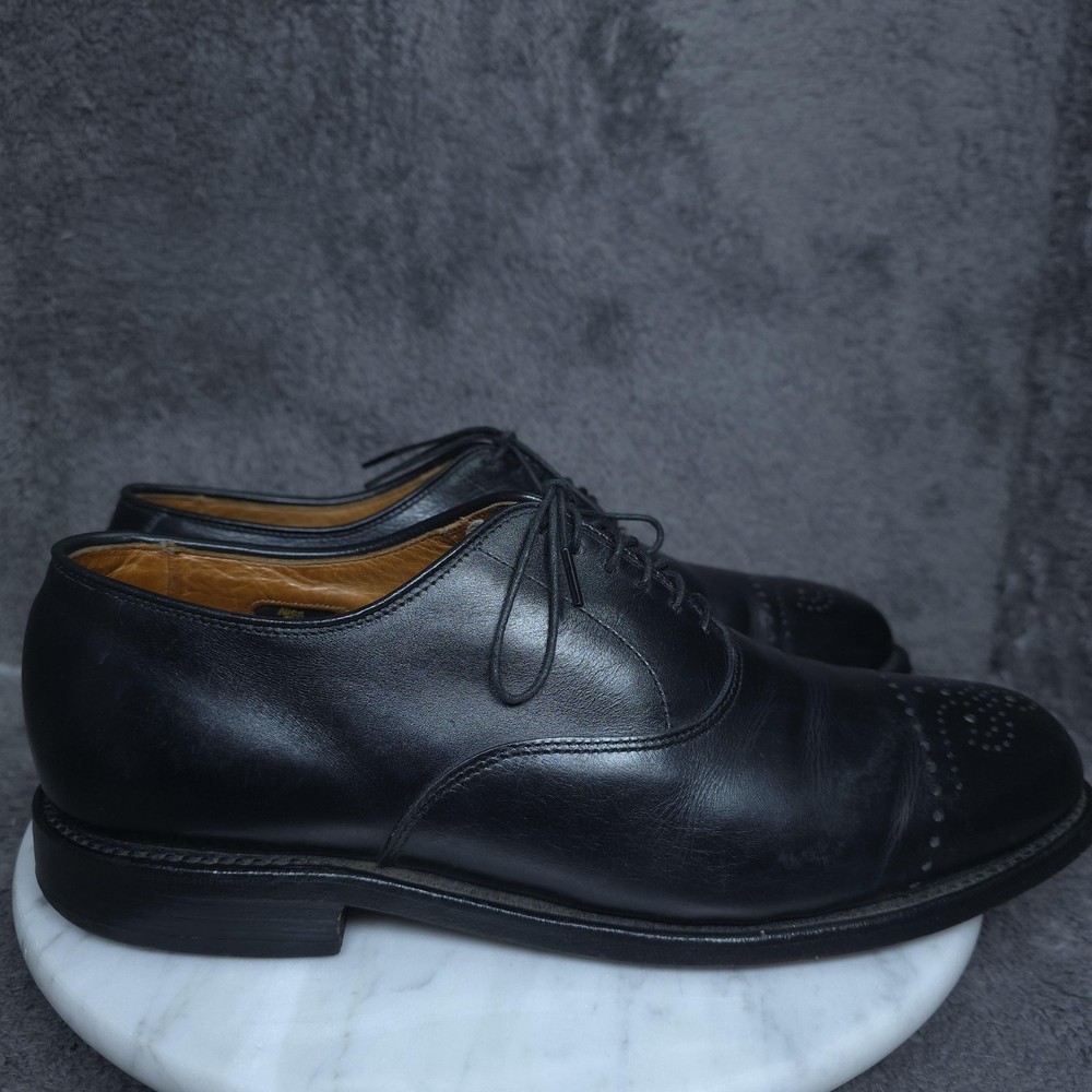 Allen Edmonds Dryden Shoes Mens Size 7.5 Black Leather Cap Toe Oxford Dress