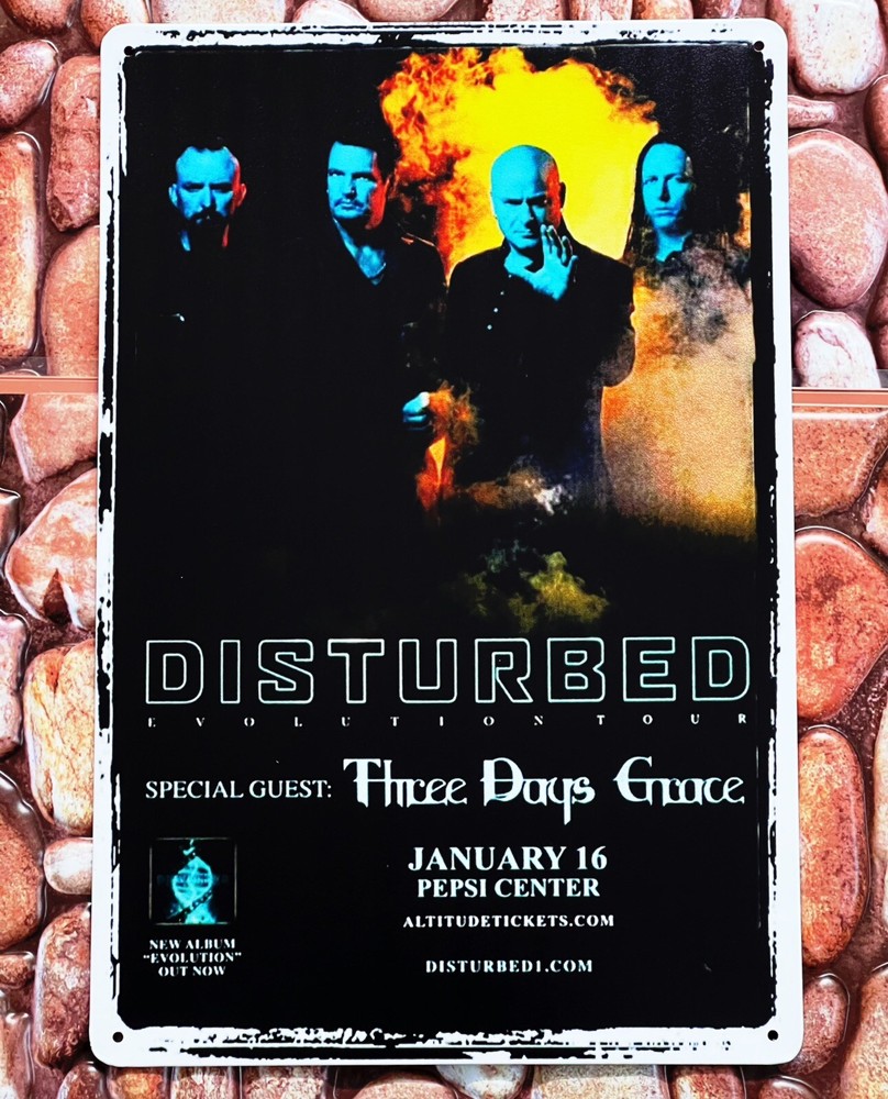 Disturbed Evolution Tour 3 Days Grace Metal Tin Sign Poster