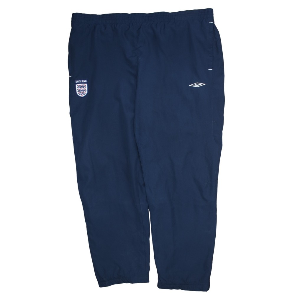 Umbro Mens Track Pants Navy Blue England Crest Elastic Waist Nylon Pockets XL