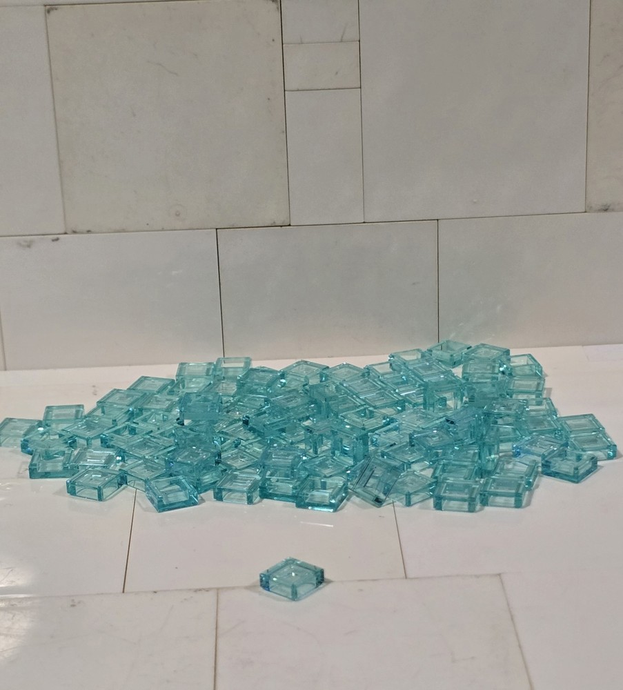 Lego Trans-light Blue 1x1 Smooth Tile, 100 Piece