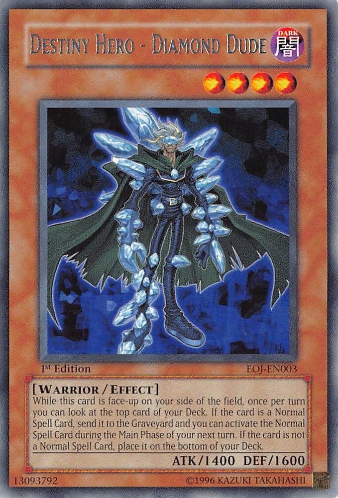 Destiny Hero Diamond Dude EOJ-EN003 1st Edition Rare Yugioh Card