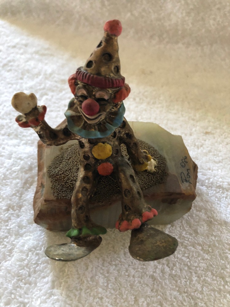Vintage 1982 RON LEE Brass & Enamel PINKY THE CLOWN Figurine