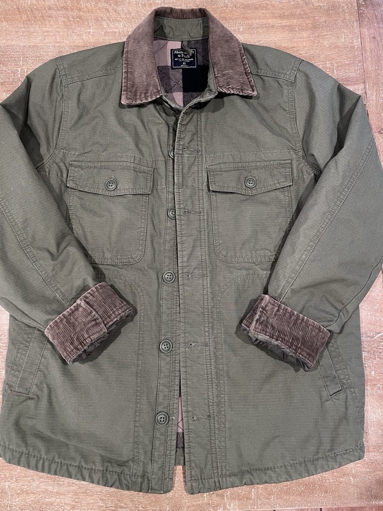 Abercrombie & Fitch Men's Barn Jacket Flannel Lining Corduroy Collar Cuffs Sz Xs