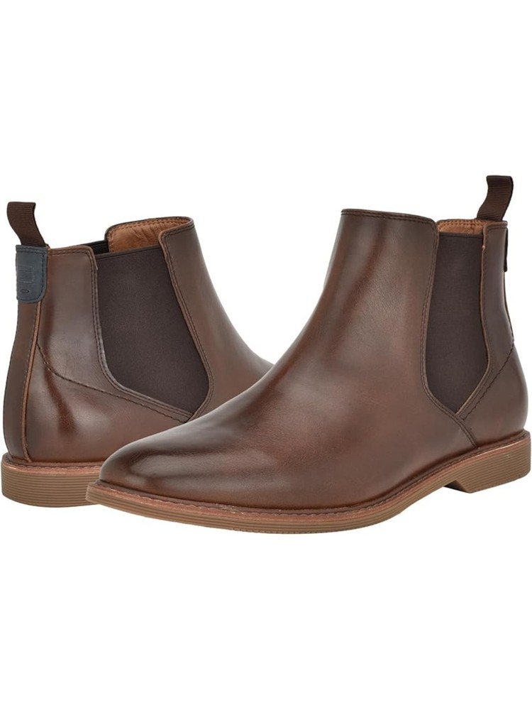TOMMY HILFIGER Mens Brown Heel Pull-Tab Goring Risten Round Toe Chelsea 9.5