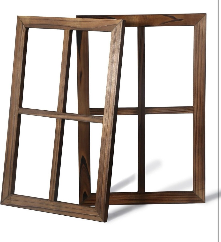 Farmhouse Window Barnwood Frame Set of 2 Brown Wall Decor