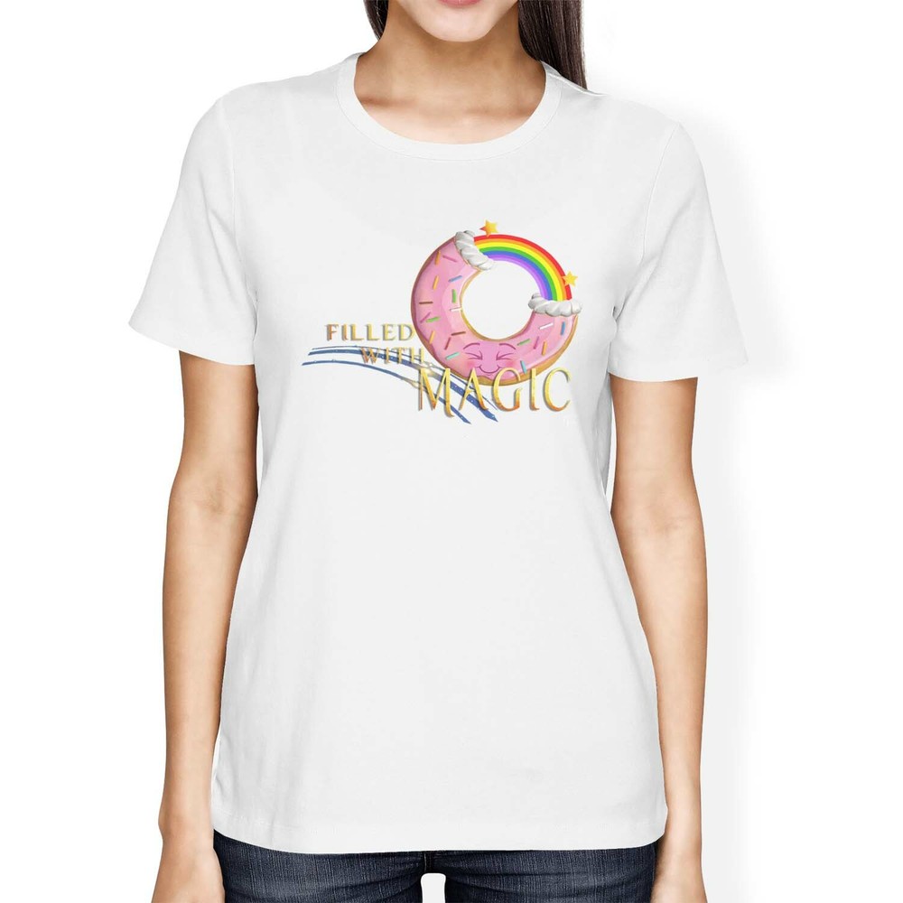 1Tee Womens Loose Fit Donut Filled With Magic Rainbow T-Shirt
