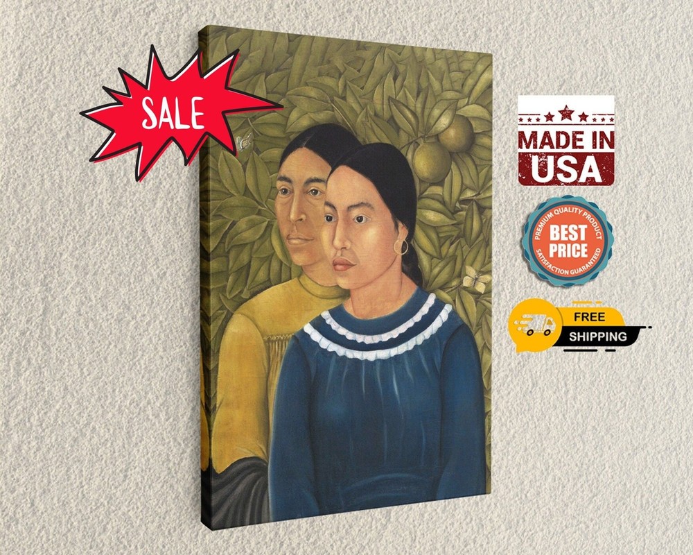 Frida Kahlo Dos Mujeres (Salvadora y Herminia), Two Women Canvas Art