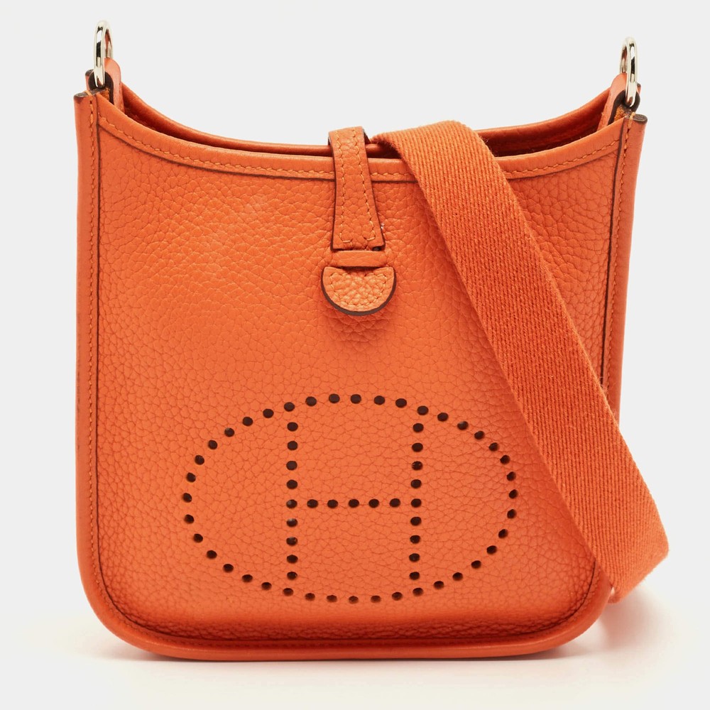 Hermes Evelyne Amazone TPM OrangeCraie Taurillon Clemence Leather Crossbody Bag
