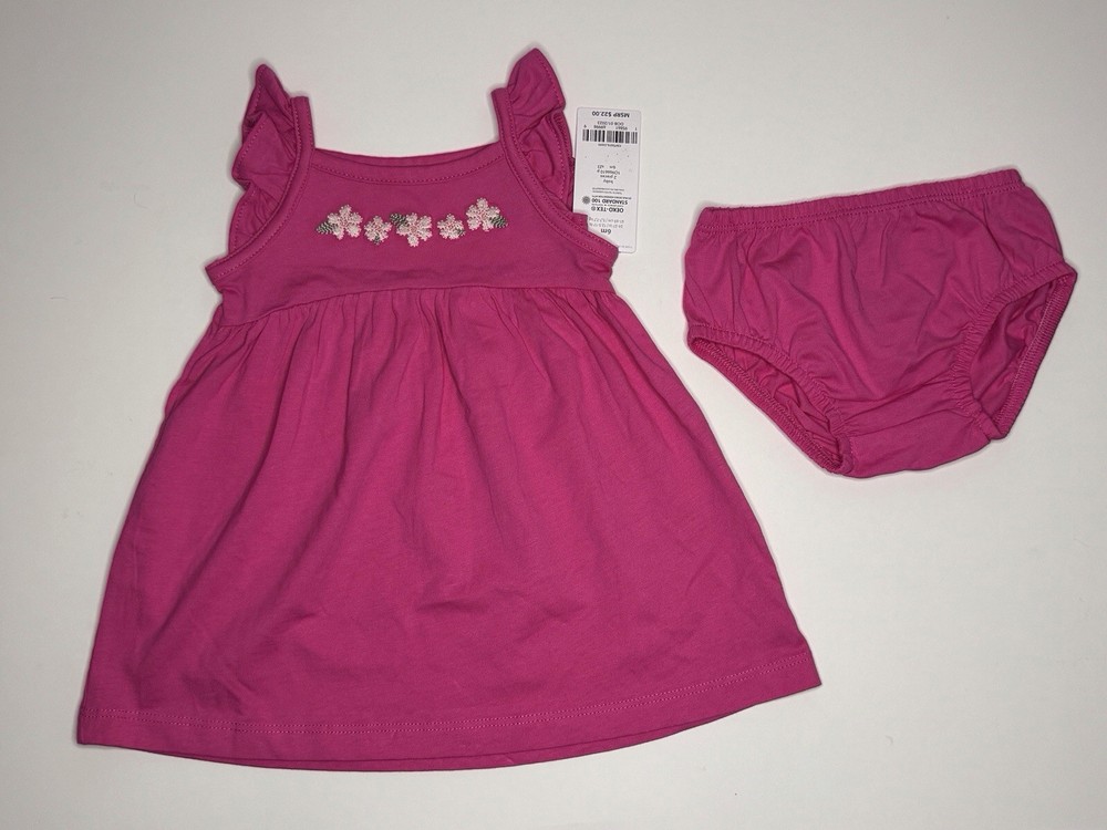NWT CARTERS SIZE SIX MONTH BABY GIRL 2 PIECE OUTFIT - DRESS & DIAPER COVER
