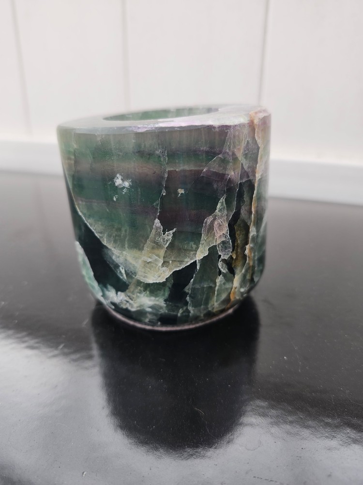 1.15 lb Rainbow Fluorite Crystal Candle Holder
