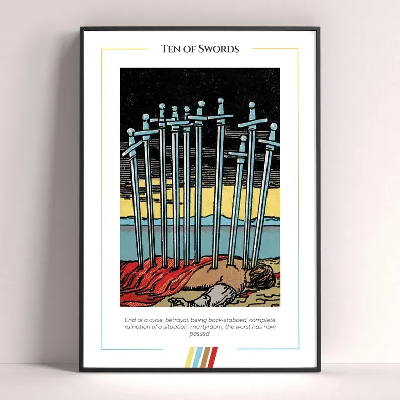 Ten of Swords Tarot Card Art Print Digital Download Poster