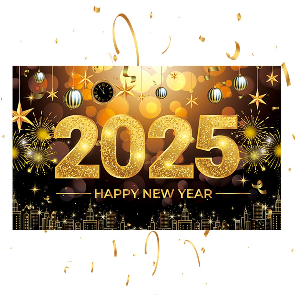 Happy New Year Backdrop,Happy New Year Decorations 2025 New Year Banner 70*43 In
