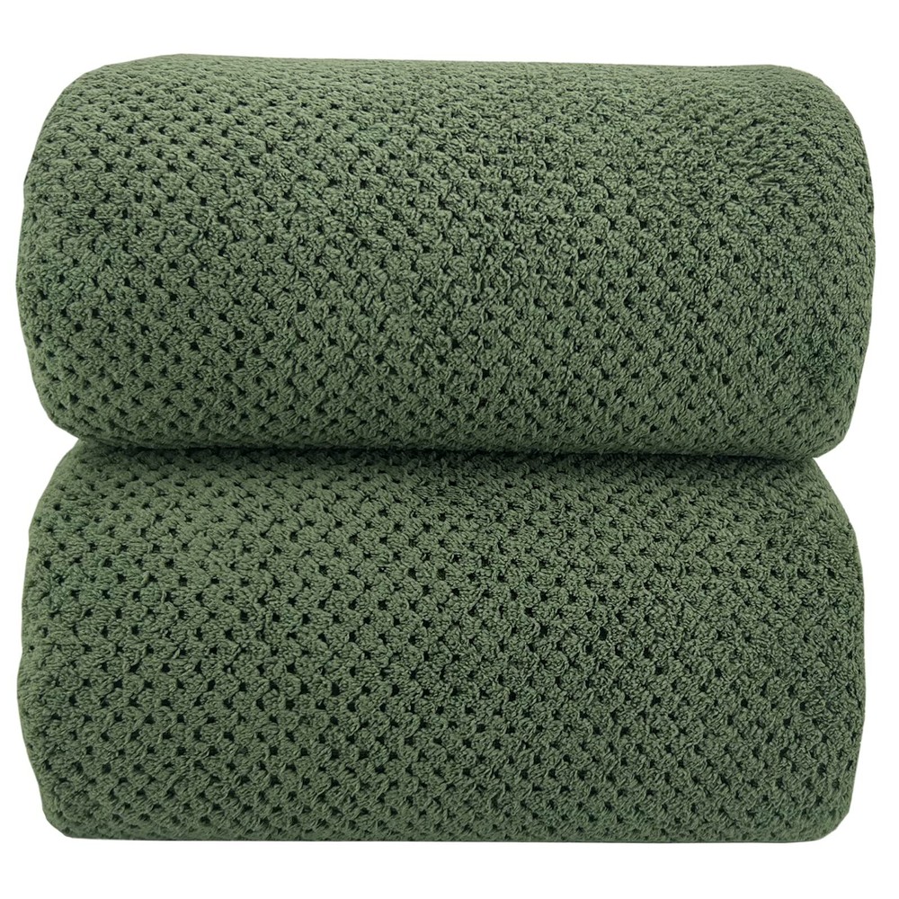 Oversized Microfiber Bath Towels 39x78 Inch Extra Large 2 Pack Olive Green