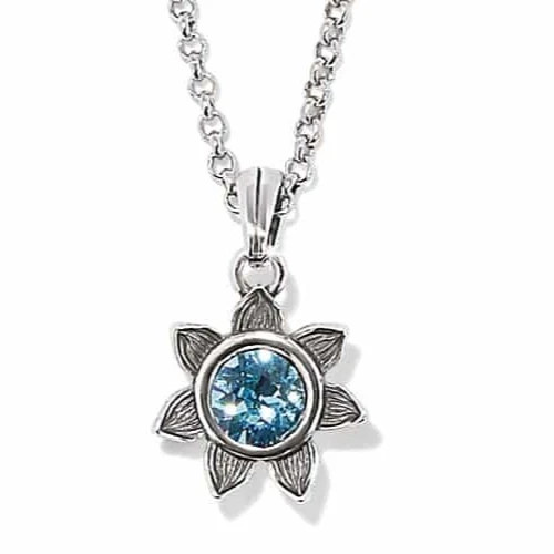 NWT Brighton Everbloom Sunflower Silver & Blue Crystal Pendent Necklace $68