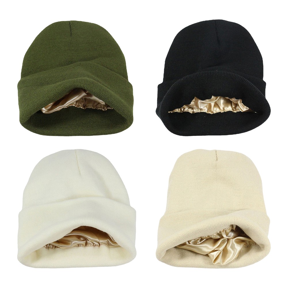 Silk Lined Knitted Beanie Knit Hat, Snow Winter Hat for Women and Men