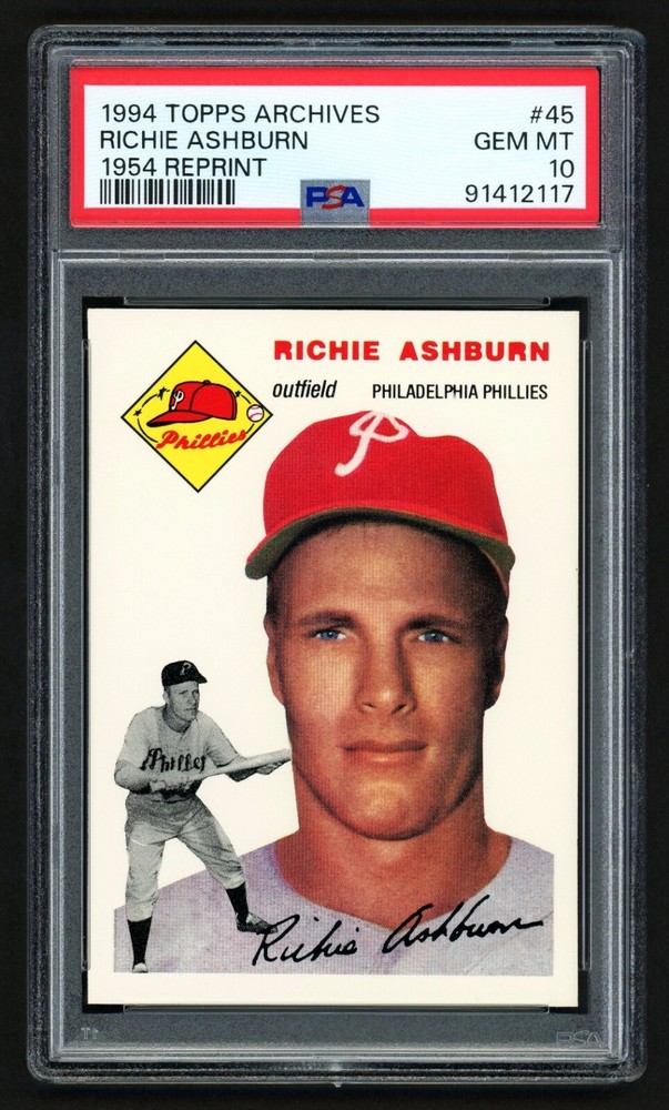 1994 Topps Archives Richie Ashburn #45 1954 Reprint Phillies HOF PSA 10 Gem Mint