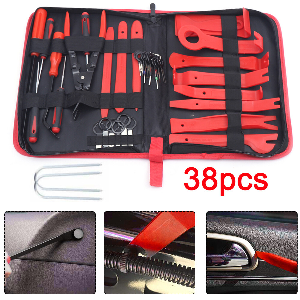 38X Radio Body Door Panel Pry Dashboard Clips Kit Car Trim Removal Molding Tool