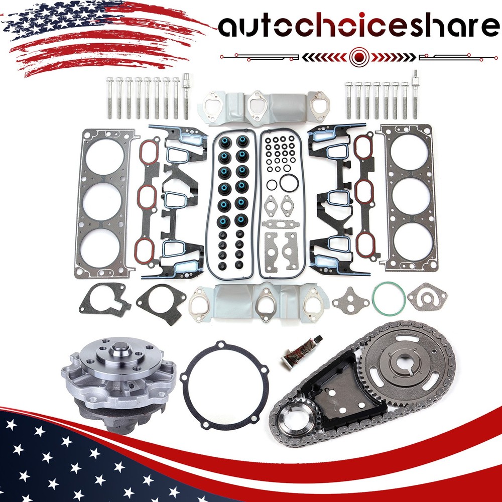Chevrolet Buick Pontiac 3.4L Timing Chain Water Pump Kit with Head Gasket Set