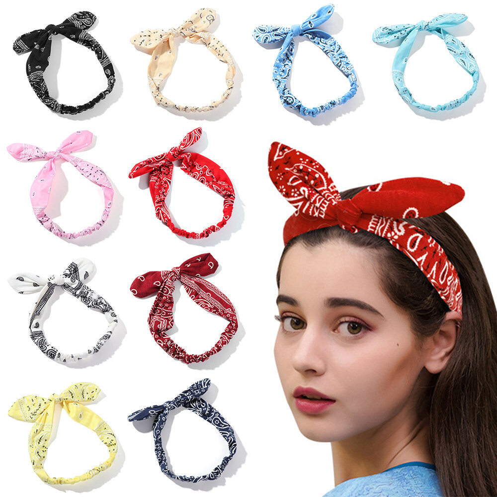 Vintage Cross Knot Print Soft Headbands for Girls Hair Accessories