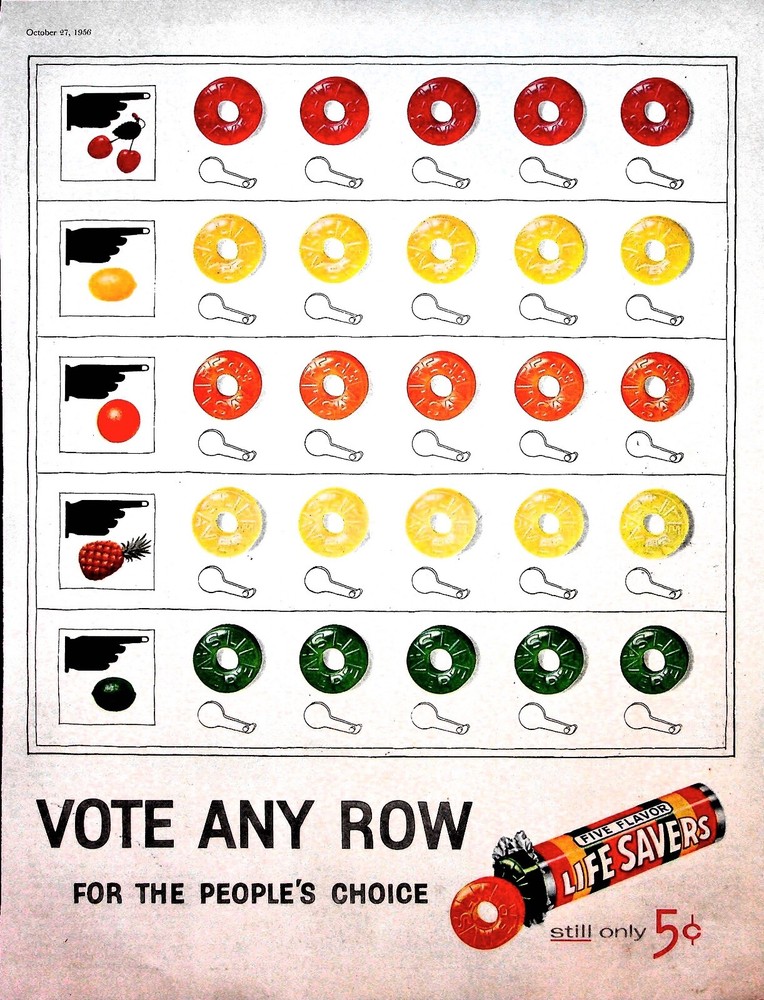Original 1956 Life Savers Ad: Vote Any Row for the People's Choice