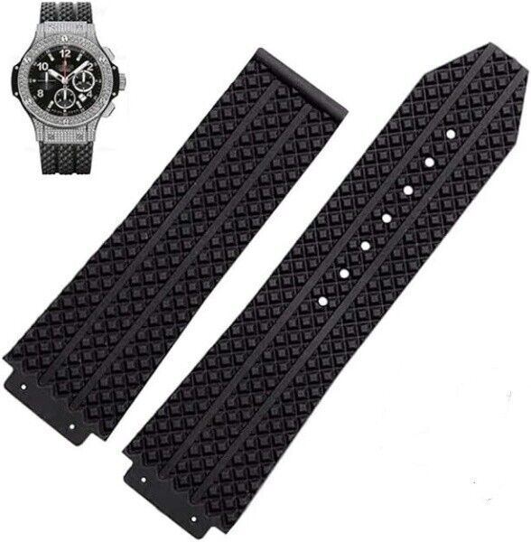 REPLACEMENT 24MM RUBBER BAND STRAP CLASP FIT HUBLOT BIG BANG 44-45MM WATCH BLACK
